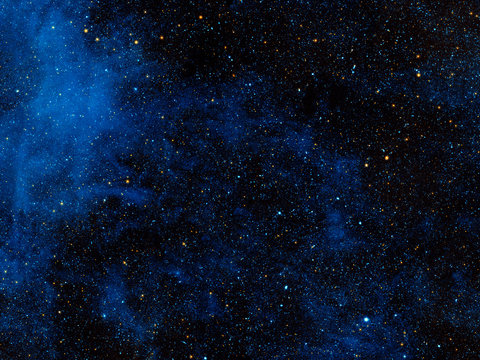 Bright blue cosmic nebula. Background texture. Elements of this image were furnished by NASA. © Artsiom P