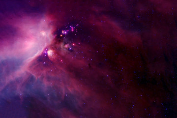 Cosmic nebula, deep space. In pink, with stars. Elements of this image were furnished by NASA.
