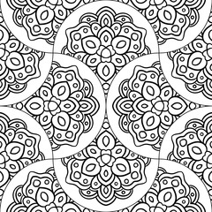 Abstract mandala fish scale seamless pattern. Ornamental tile, mosaic background. Floral patchwork infinity card. Arabic, Indian, ottoman motifs. Vector illustration.   © _aine_