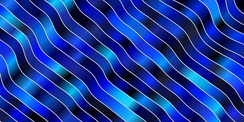 Dark BLUE vector background with wry lines. Colorful geometric sample with gradient curves.  Template for your UI design.
