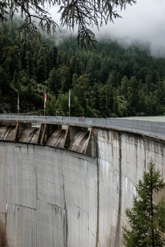 74 meter high Zmuttbach arch dam high up in the Swiss Alps near Zermatt
