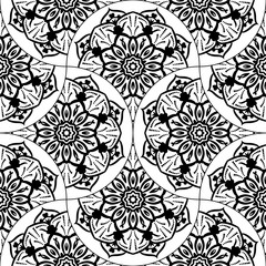 Abstract mandala fish scale seamless pattern. Ornamental tile, mosaic background. Floral patchwork infinity card. Arabic, Indian, ottoman motifs. Vector illustration.   © _aine_