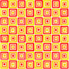 Watercolor yellow orange red square ornament. Seamless pattern. Watercolor stock illustration.