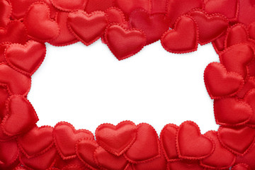 Valentine's Day hearts on a white background. Place for text.