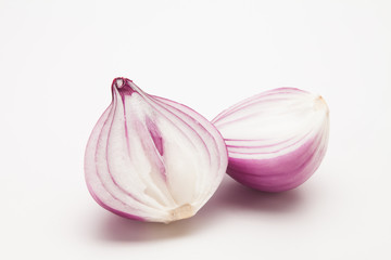 Half Sliced onion isolated on white background