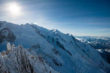 beautiful panoramic scenery view of europe alps landscape from the aiguille du midi chamonix france