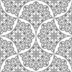 Abstract mandala fish scale seamless pattern. Ornamental tile, mosaic background. Floral patchwork infinity card. Arabic, Indian, ottoman motifs. Vector illustration.   © _aine_