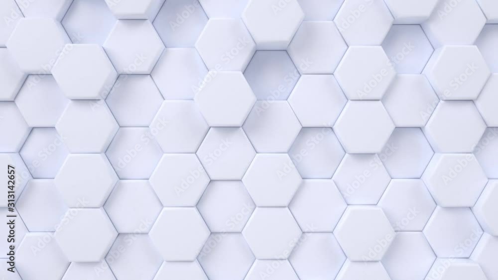Poster hexagonal moving looping background. animated hexagons, honeycomb pattern. 3d render motion graphics