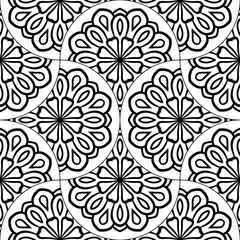 Abstract mandala fish scale seamless pattern. Ornamental tile, mosaic background. Floral patchwork infinity card. Arabic, Indian, ottoman motifs. Vector illustration.   © _aine_