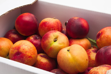 Farm Fresh Organic Heavenly Peaches in a box
