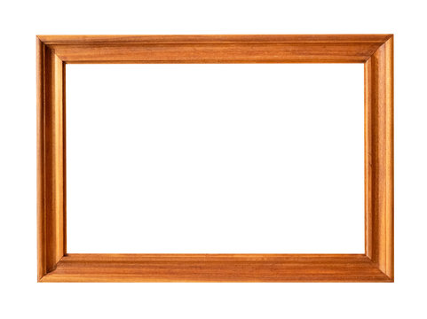 oak wooden picture frame cutout on white