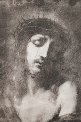 Portrait of Jesus Christ by Carlo Dolci in a vintage book Portraits of Christ, by K.A. Fisher, 1896, Moscow.