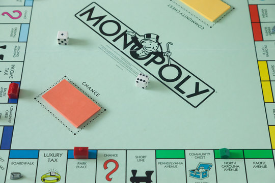 WOODBRIDGE, NEW JERSEY - October 11, 2018: A view of a circa 1980s Monopoly board game