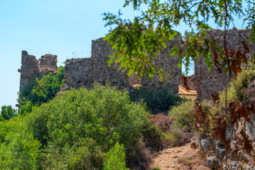 Fototapeta na wymiar ruins of the ancient fortress of Syedra in Alanya, Turkey