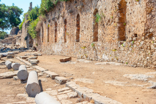 ruins of the ancient fortress of Syedra in Alanya, Turkey