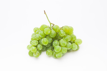 Bunch of green grapes isolated on a white 