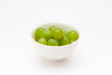 Green grapes with bowl 
