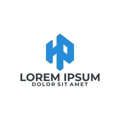 Initial letter HP logo template with spade simplicity symbol in flat design monogram illustration