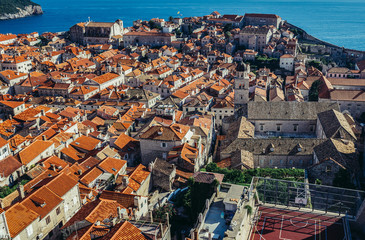 Roofs of the buildings on the Old Town seen from the Walls of Dubrovnik, Croatia