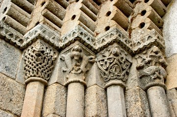Romanesque capitals of Sao Pedro de Ferreira monastery in portugal