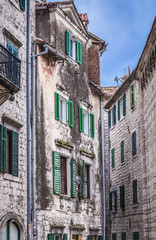 Obraz premium Townhouses in the historic part of Kotor town, Montenegro