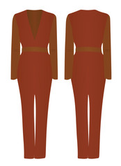 Brown woman jumpsuit. vector illustration
