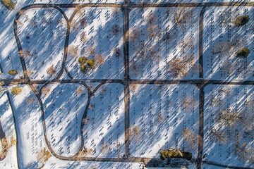 Wintertime Cemetery Overhead Abstract View 7