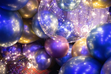 christmas balls on blue background