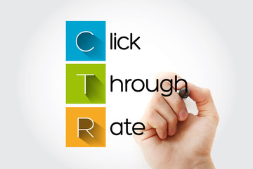 CTR - Click Through Rate acronym, business concept background