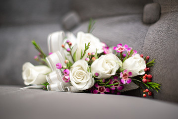 wedding bouquet of white roses