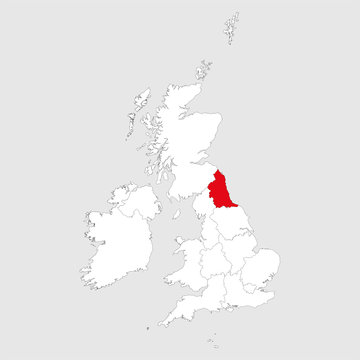 North east highlighted on united kingdom. Light gray background. Perfect for Business concepts, backgrounds, backdrop, chart, label, sticker, banner and wallpapers.