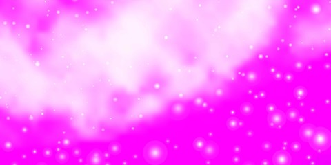 Light Purple, Pink vector background with small and big stars. Decorative illustration with stars on abstract template. Pattern for websites, landing pages.