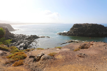 Fototapeta na wymiar El Cotillo amazing rocky wild beach in Fuerteventura, Canary Islands