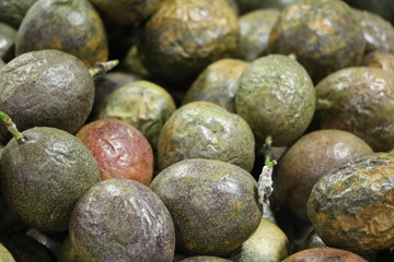 Many ripe passion fruit on the market