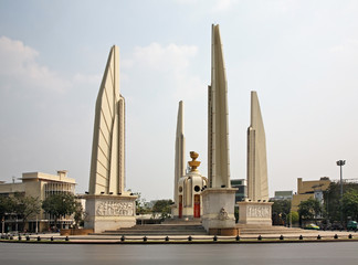 Democracy Monument at Kilometre zero in Bangkok. Kingdom of Thailand