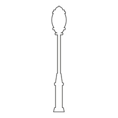 Outline street light silhouette isolated on white background. Vintage street lights. Elements for landscape construction. Vector illustration for any design.