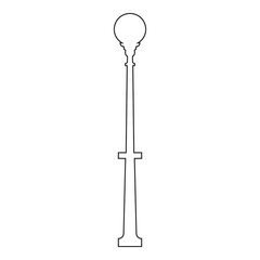 Outline street light silhouette isolated on white background. Vintage street lights. Elements for landscape construction. Vector illustration for any design.
