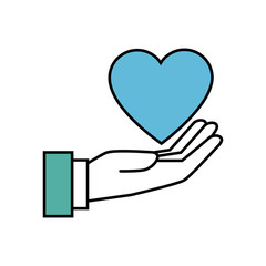 hand with heart isolated icon
