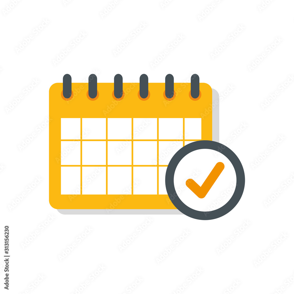 Poster calendar reminder date with check symbol isolated icon