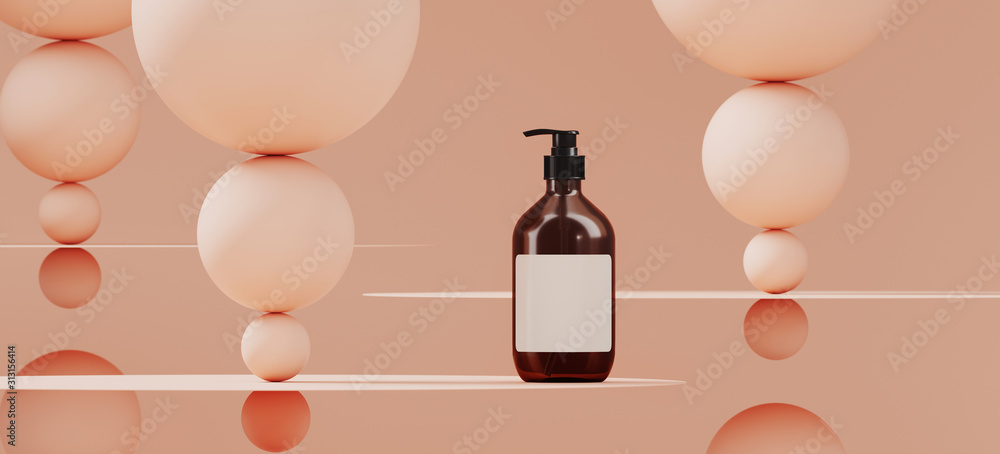 Aufkleber abstract background for branding and minimal presentation. cosmetic bottle on coral color circular p