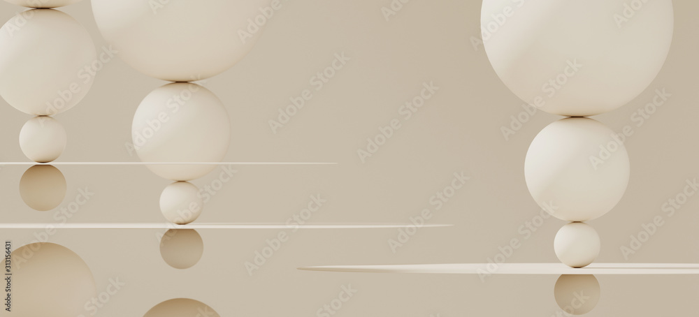 Poster abstract background for branding and minimal presentation. off white color sphere and circular plane
