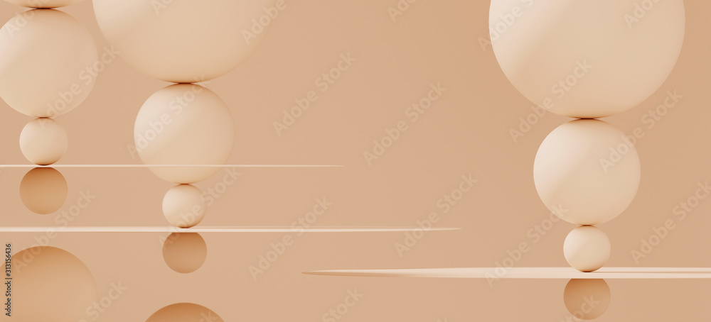 Poster abstract background for branding and minimal presentation. beige color sphere and circular plane on 