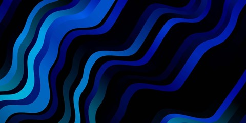 Dark BLUE vector texture with wry lines. Abstract illustration with bandy gradient lines. Pattern for websites, landing pages.