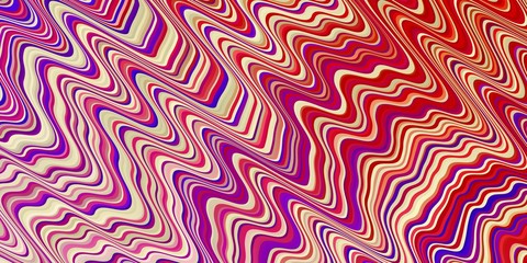 Light Red, Yellow vector backdrop with bent lines. Colorful geometric sample with gradient curves.  Pattern for business booklets, leaflets