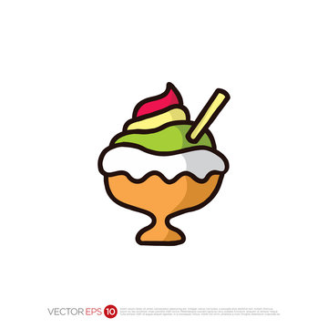 Pictograph of Ice Cream in color for template logo, icon, identity vector designs, and graphic resources.