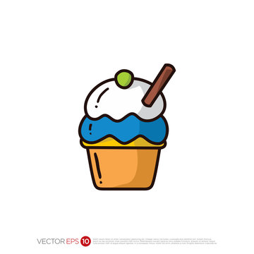 Pictograph of Ice Cream in color for template logo, icon, identity vector designs, and graphic resources.