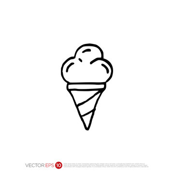 Pictograph of Ice Cream in outline for template logo, icon, identity vector designs, and graphic resources.