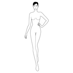 Fashion template of walking women. 