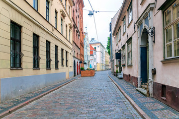 Fototapeta na wymiar Old streets of Riga. Latvia