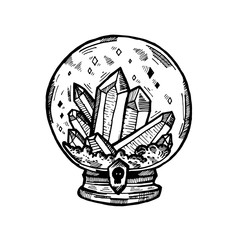 Cartoon doodle magic hand drawn set. Art isolated. Ink style boho chic sticker, patch, flash tattoo or print design vector illustration